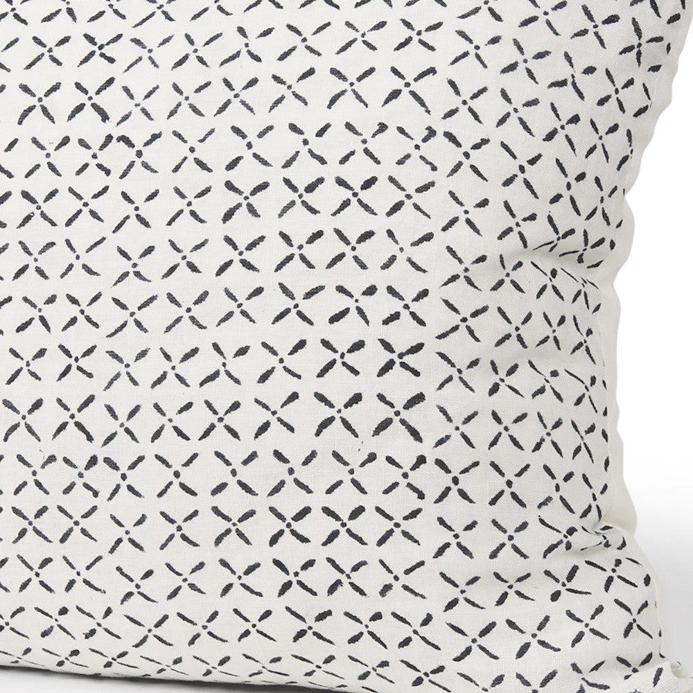 Cream And Merlot Geometric Linen Throw Pillow with Embroidery