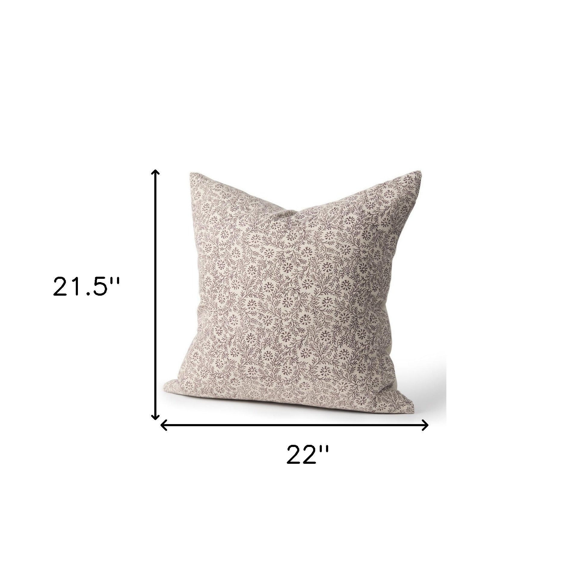 Beige And Merlot Botanical Linen Throw Pillow with Embroidery