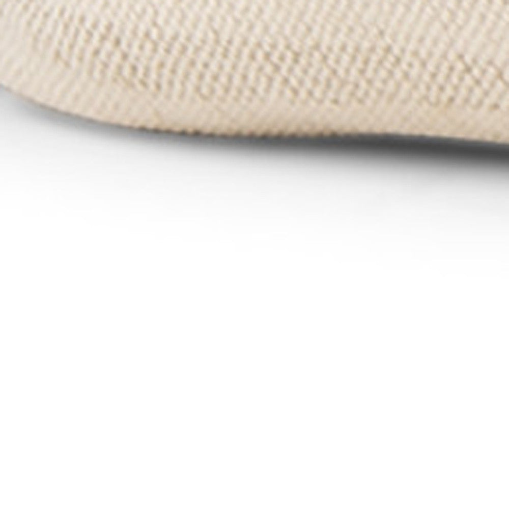 Cream And Beige Striped Linen Blend Throw Pillow with Embroidery