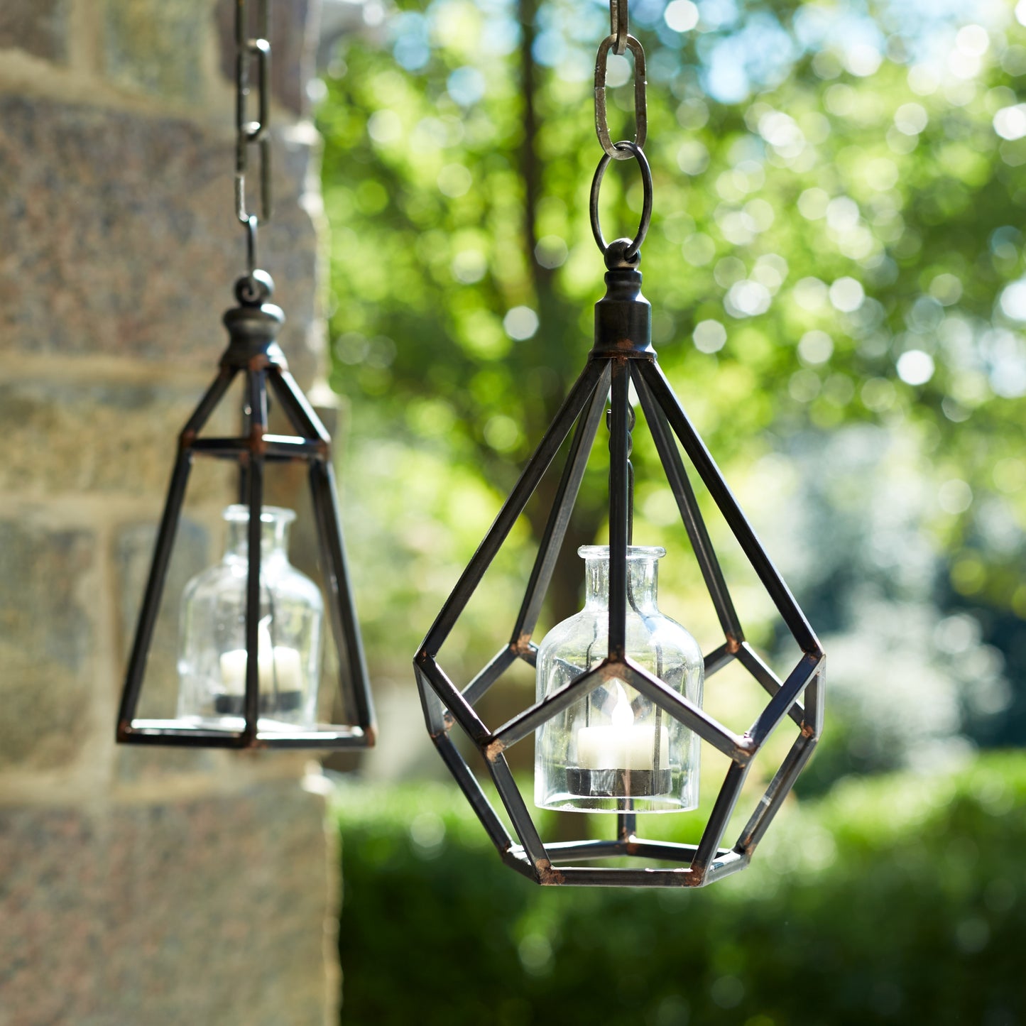 Metal Frame Hanging Tea Light Holder Set