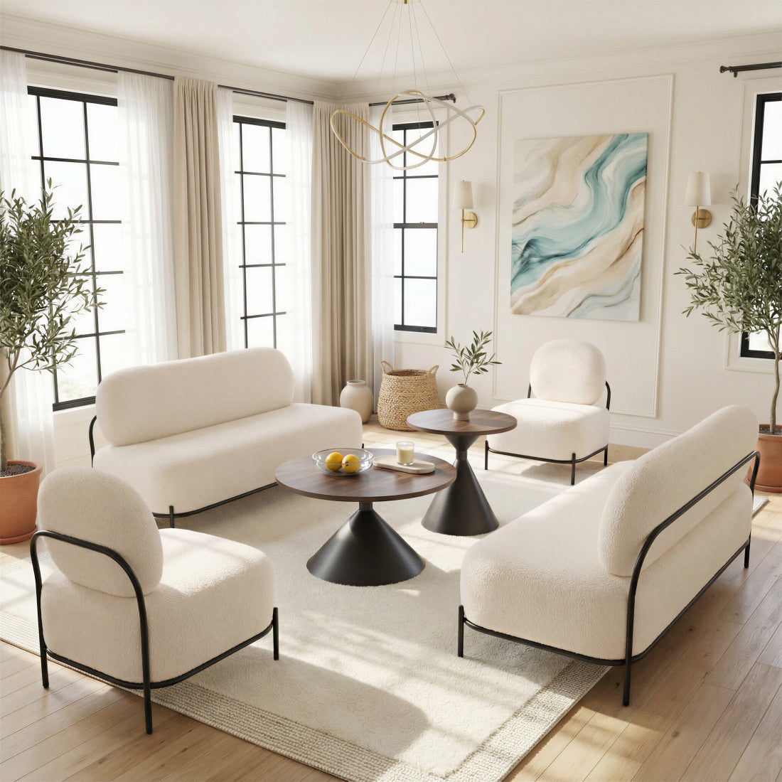 64" Vanilla Fabric Sofa