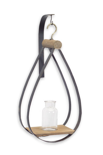 Hanging Bottle Vase Set in Teardrop Frame