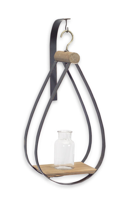 Hanging Bottle Vase Set in Teardrop Frame
