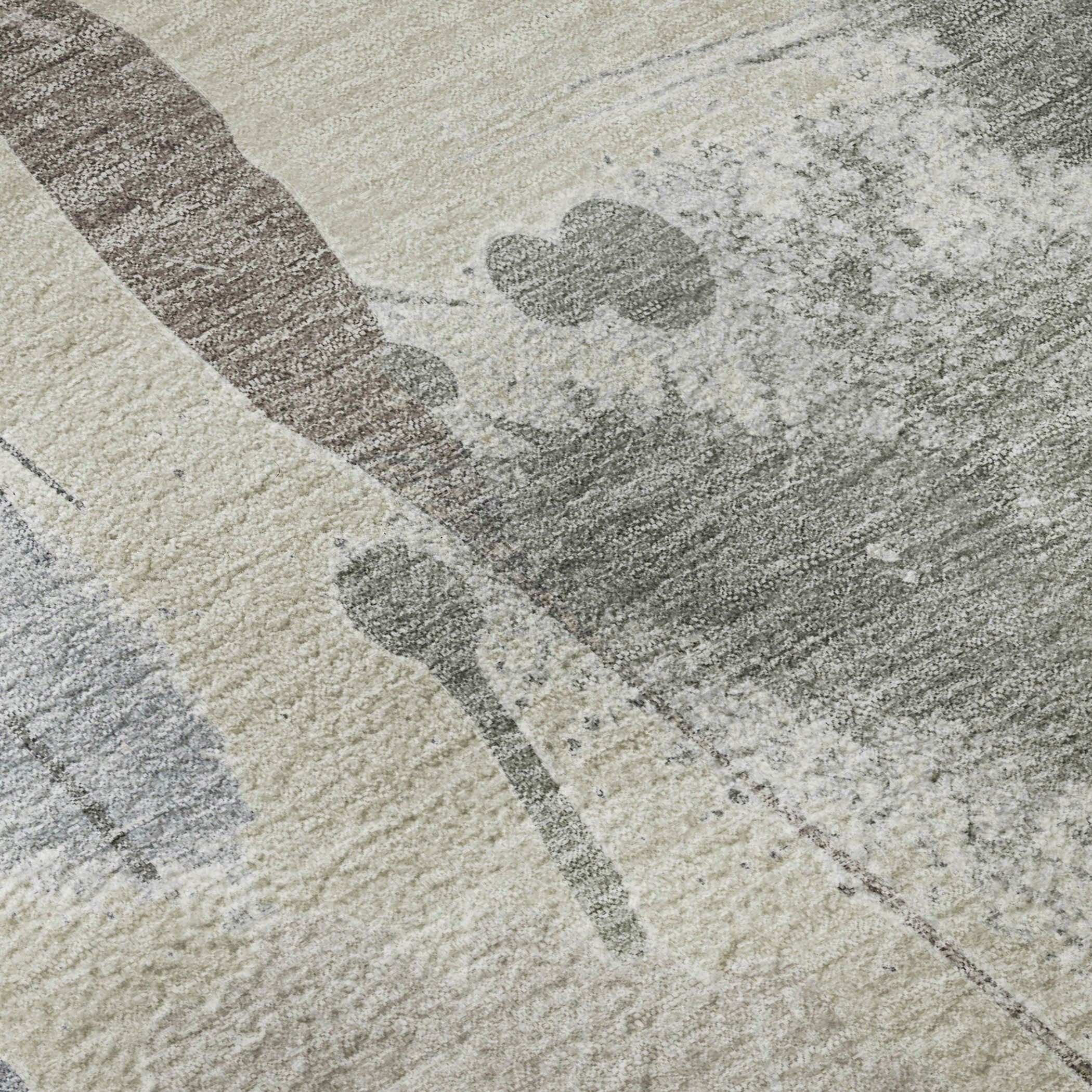 Beige Gray And Ivory Floral Washable Area Rug With UV Protection