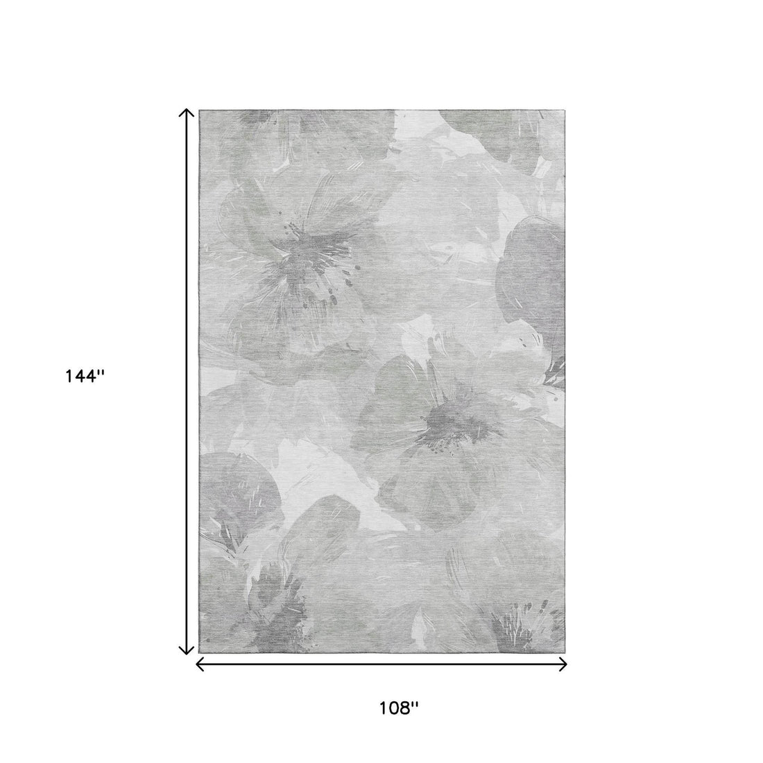 Beige Gray And Ivory Floral Washable Area Rug With UV Protection