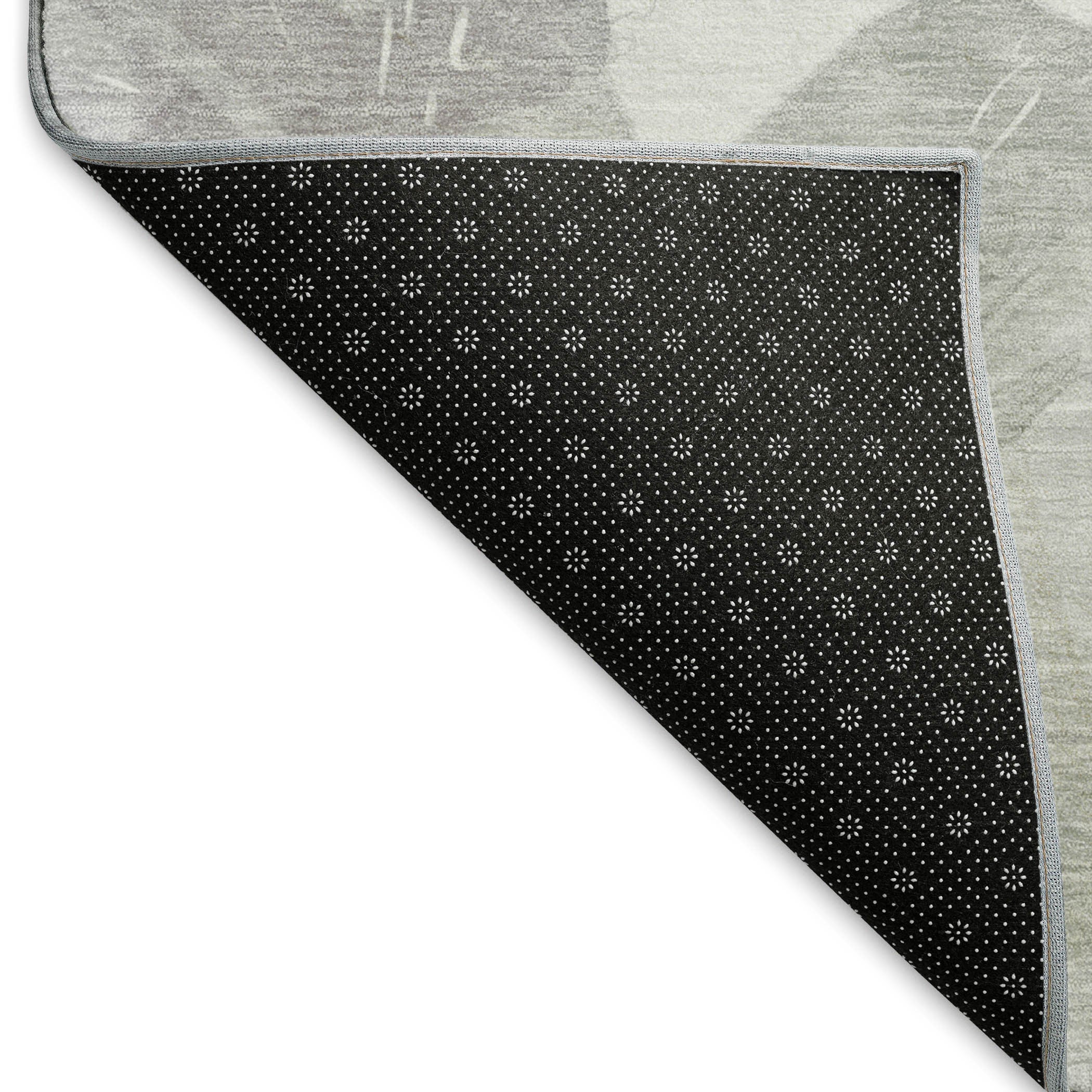 Beige Gray And Ivory Floral Washable Area Rug With UV Protection