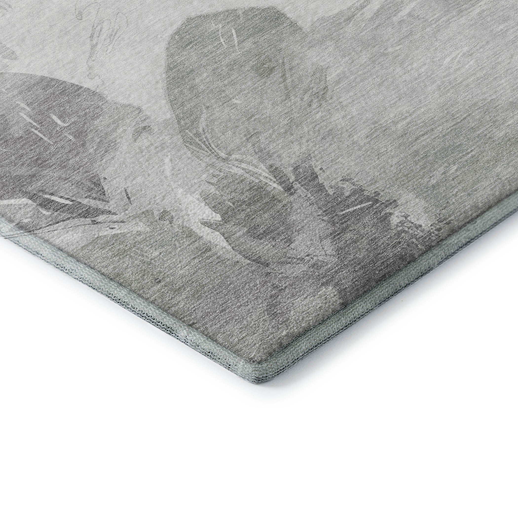 Beige Gray And Ivory Floral Washable Area Rug With UV Protection