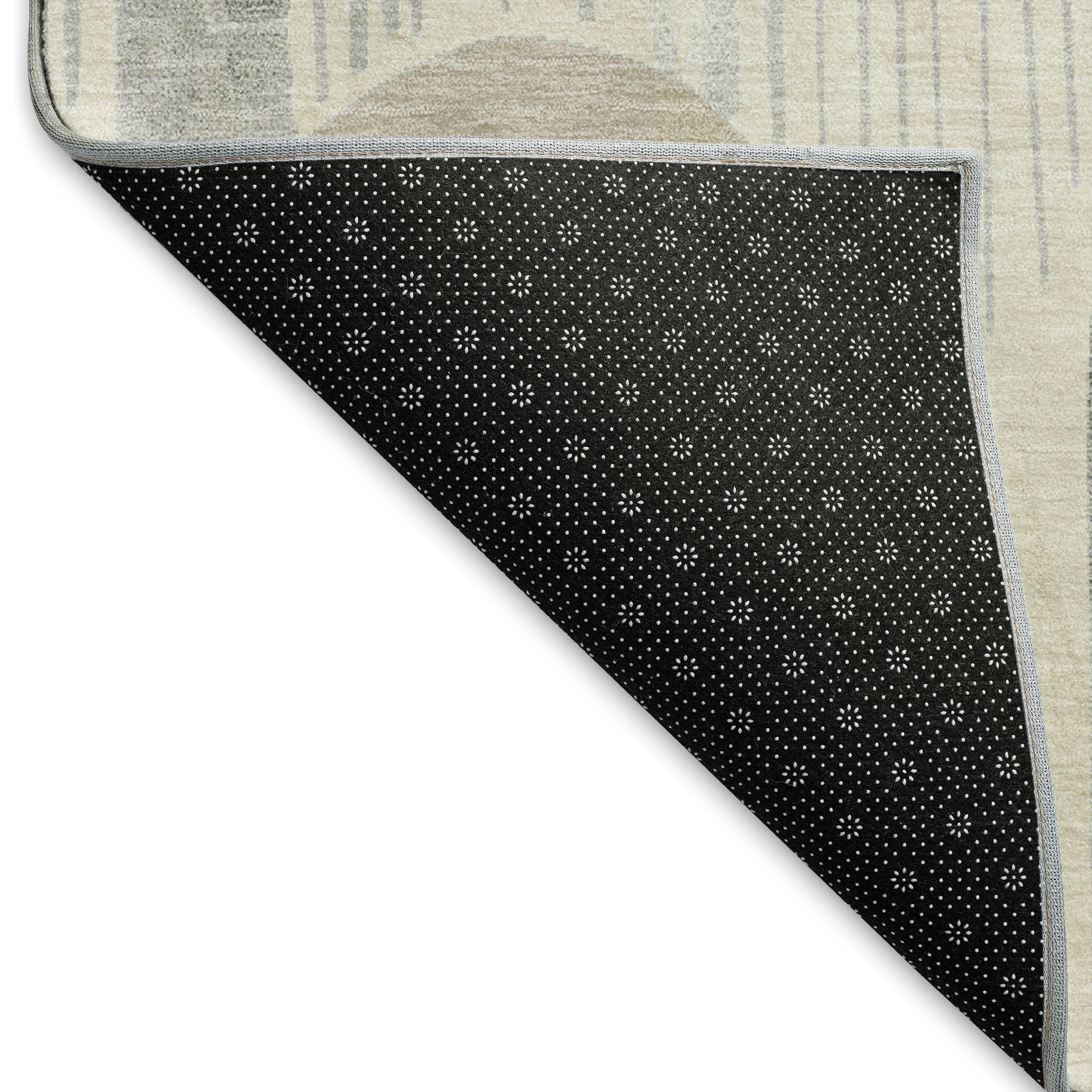 Beige Gray And Silver Geometric Washable Area Rug With UV Protection