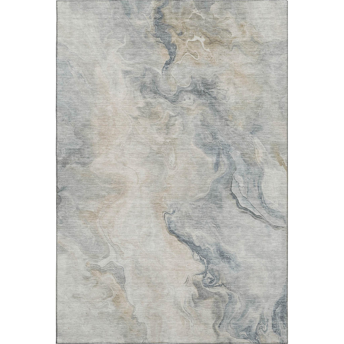 Beige Gray And Ivory Abstract Washable Area Rug With UV Protection