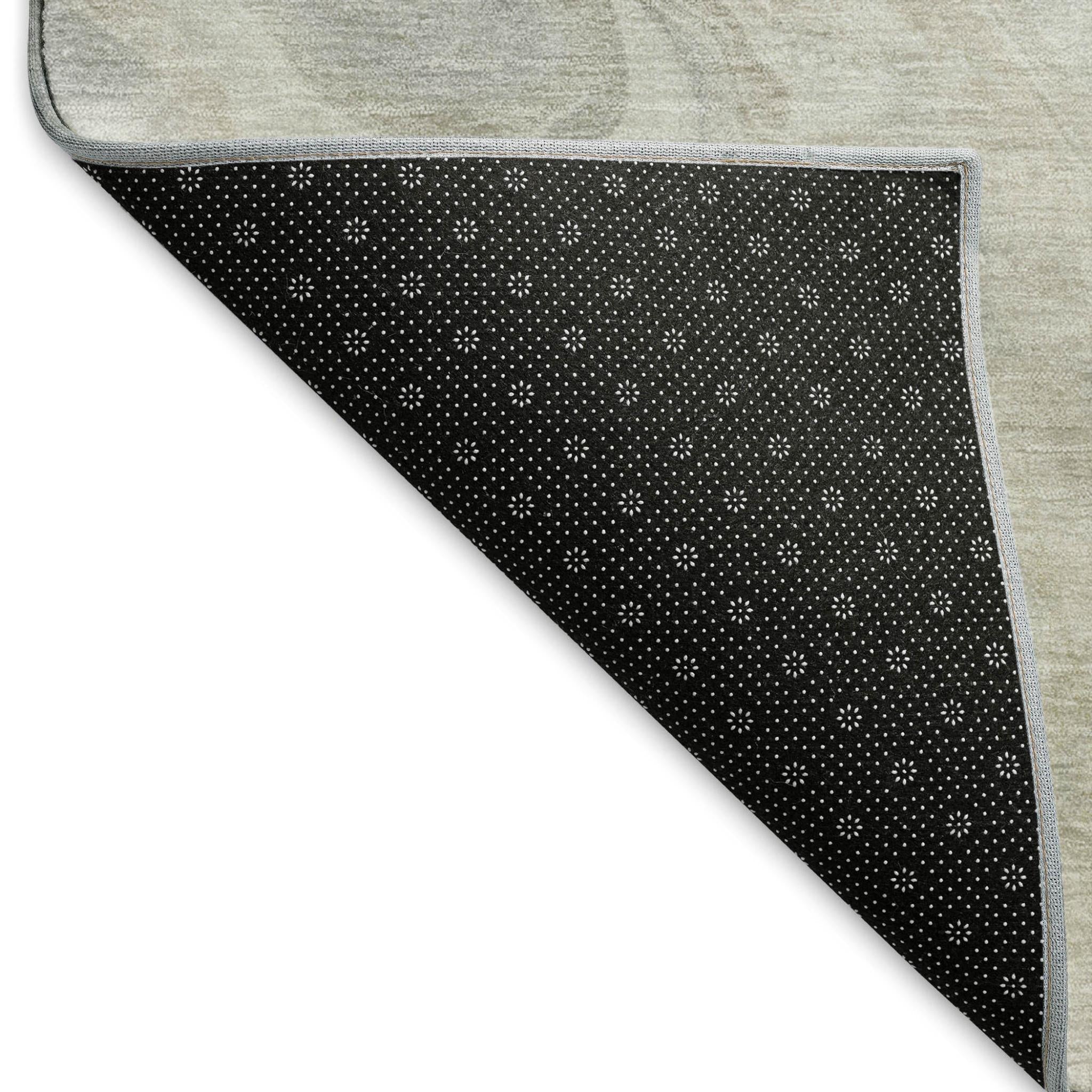 Beige Gray And Ivory Abstract Washable Area Rug With UV Protection