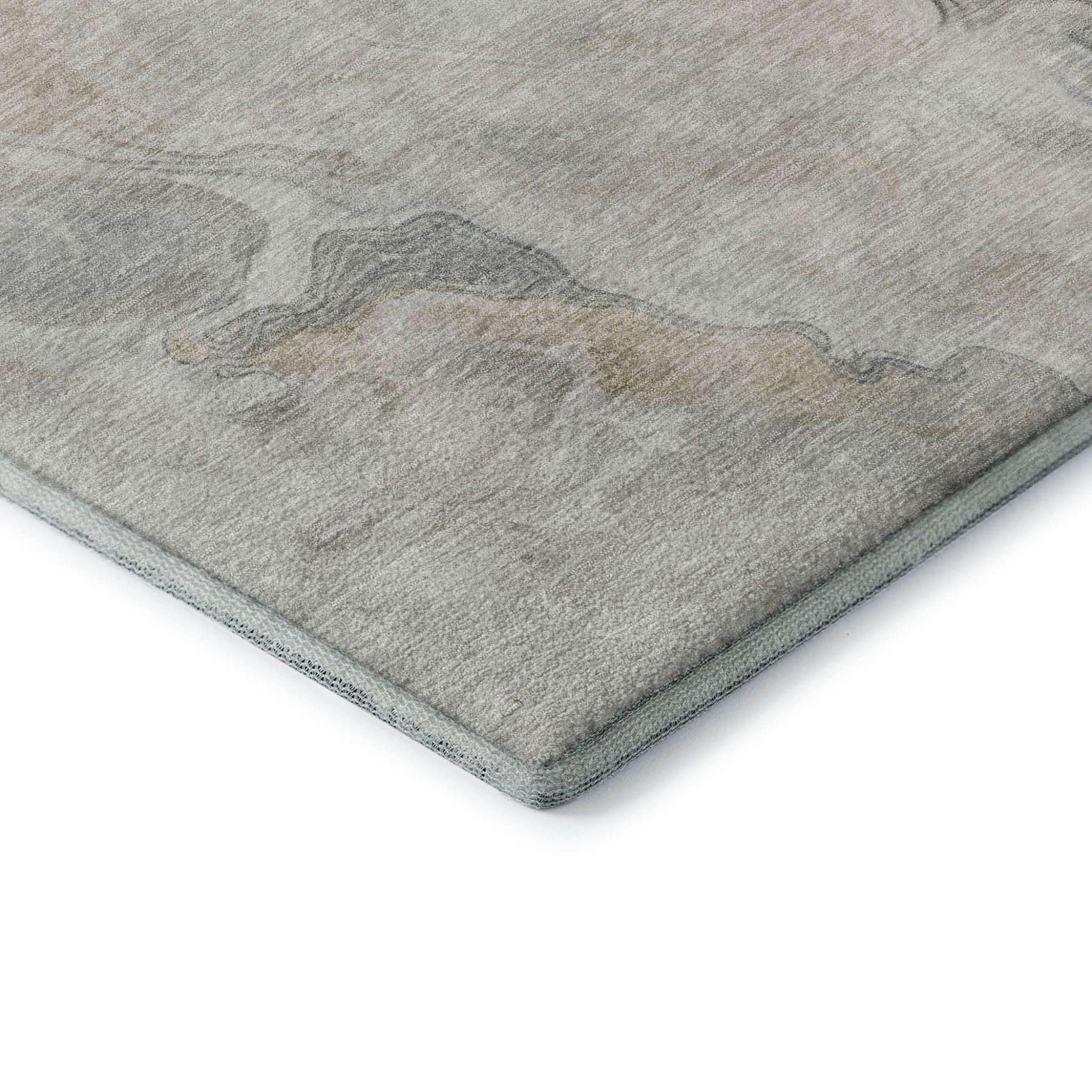Beige Gray And Ivory Abstract Washable Area Rug With UV Protection