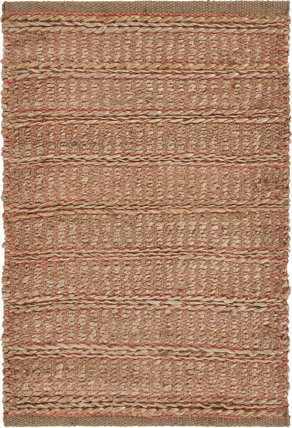Natural And Pink Jute Hand Woven Area Rug