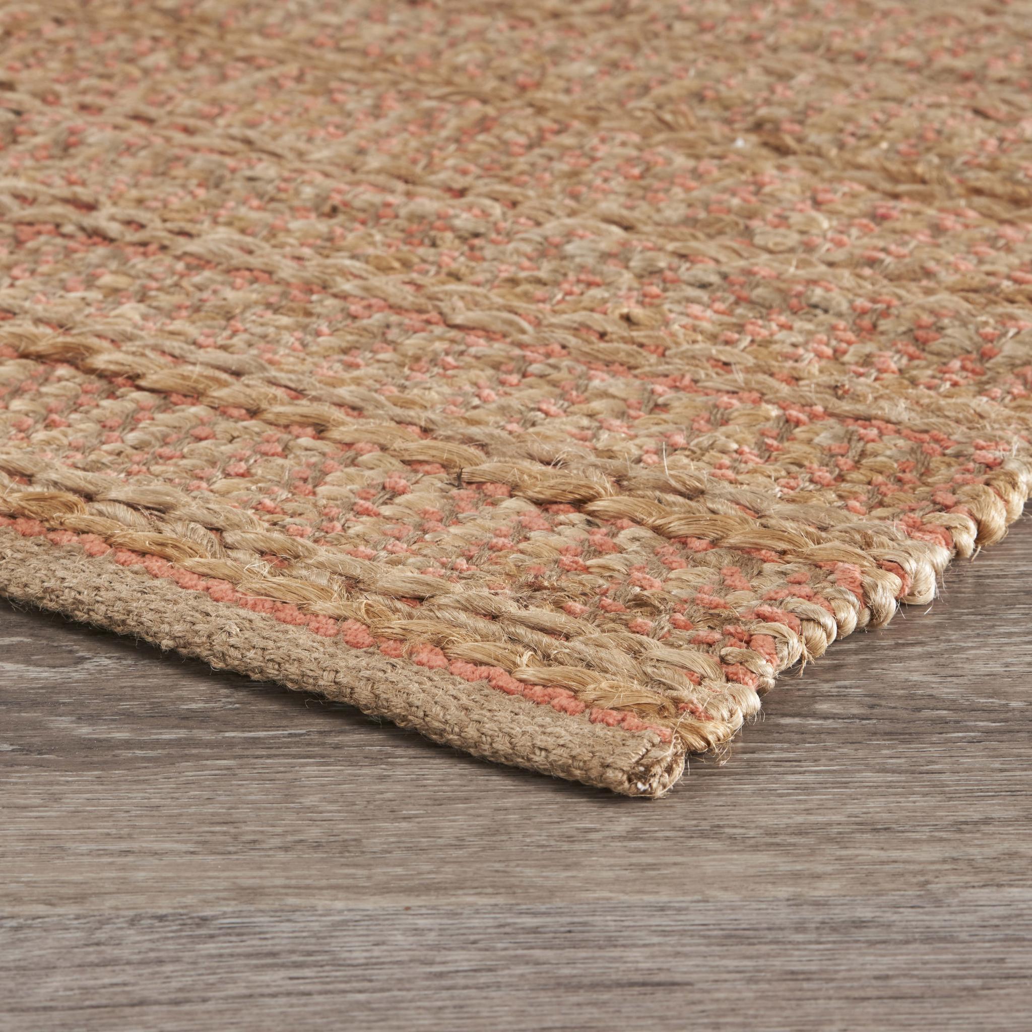 Natural And Pink Jute Hand Woven Area Rug