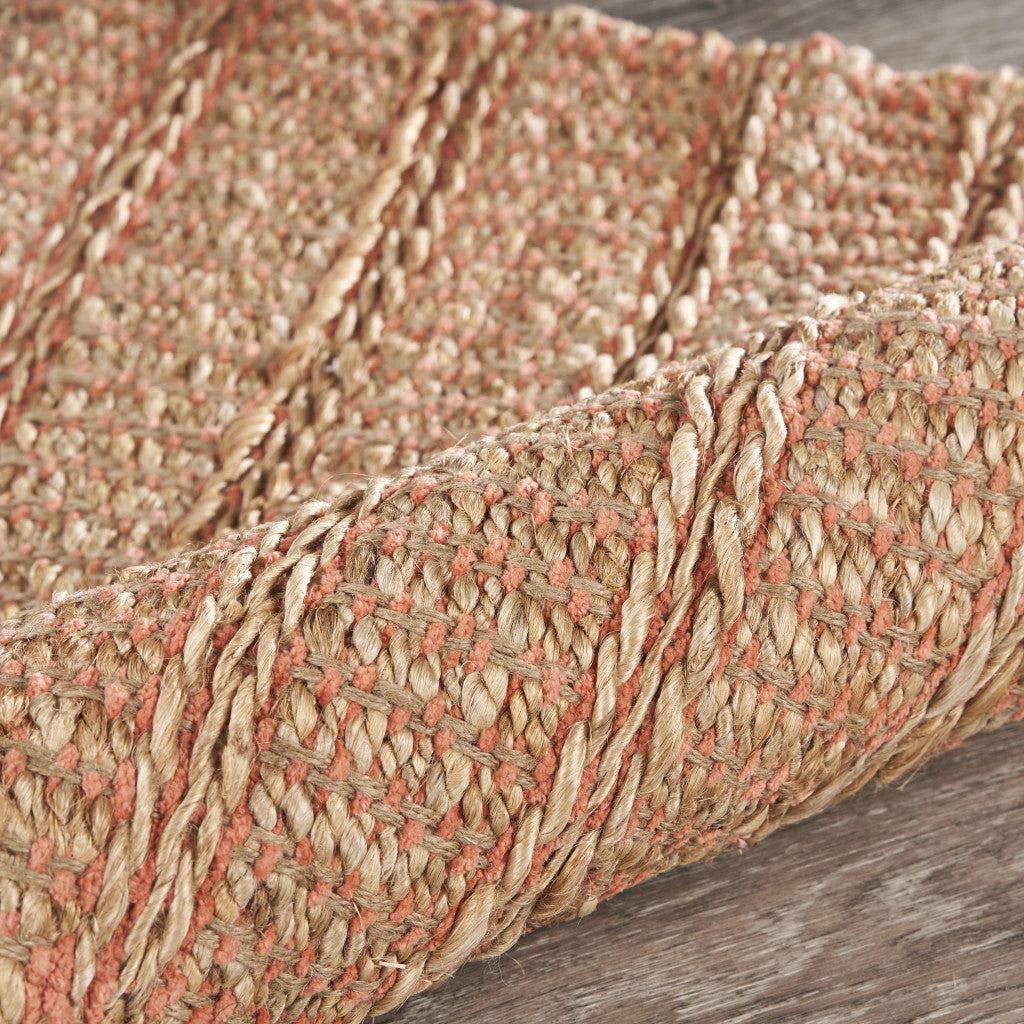 Natural And Pink Jute Hand Woven Area Rug