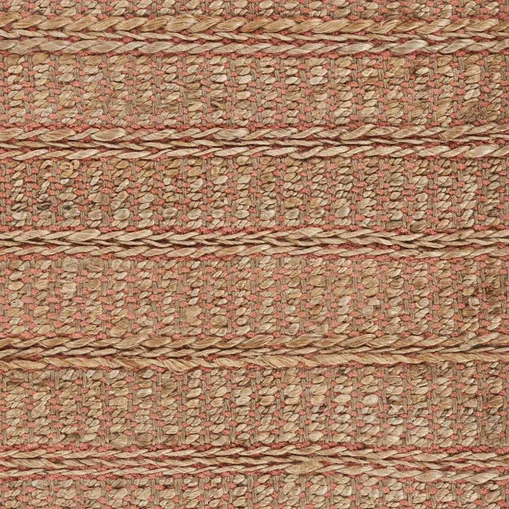 Natural And Pink Jute Hand Woven Area Rug