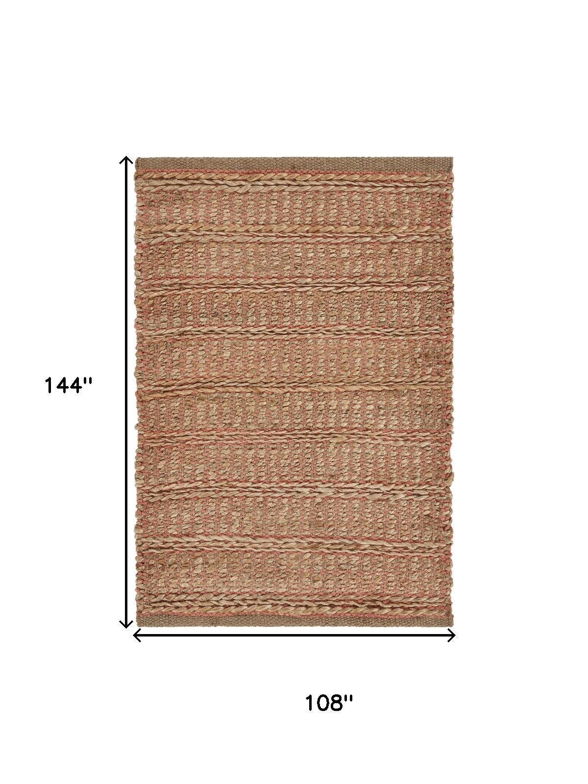 Natural And Pink Jute Hand Woven Area Rug