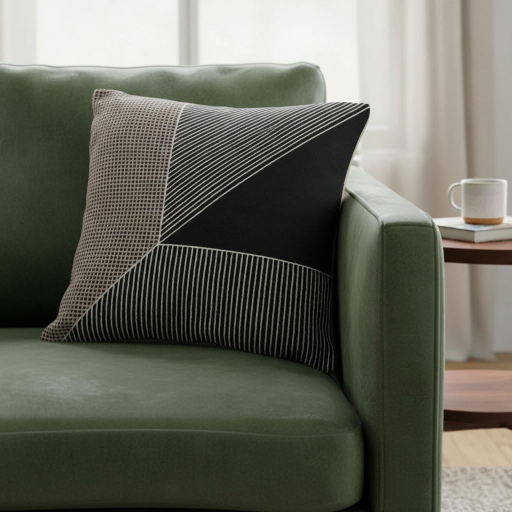 Black And White Striped Cotton Pillow Cover