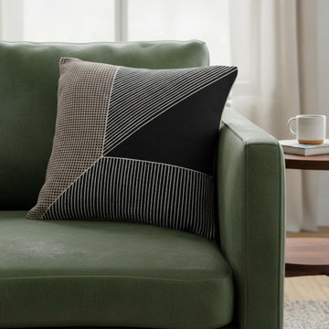 Black And White Striped Cotton Pillow Cover