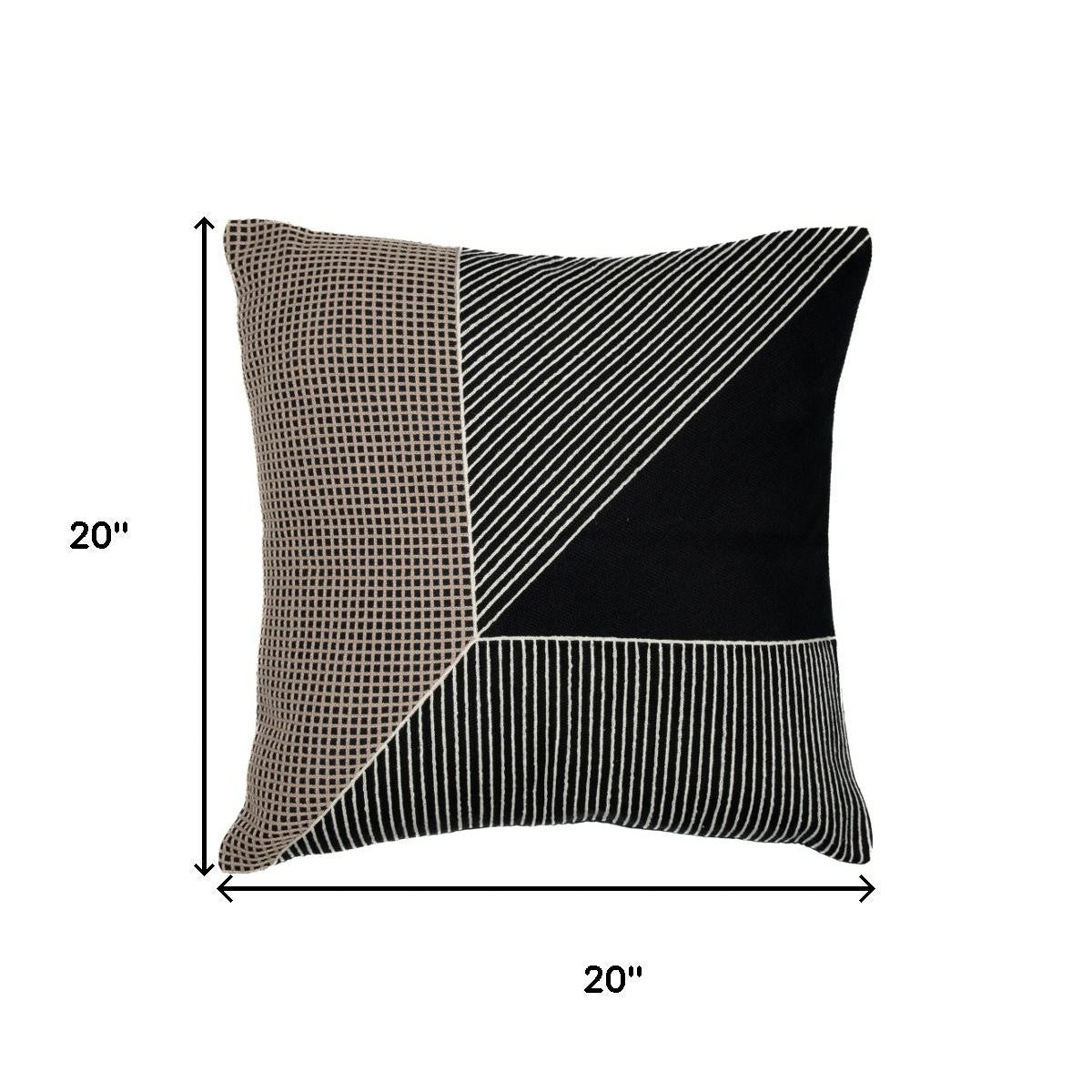 Black And White Striped Cotton Pillow Cover