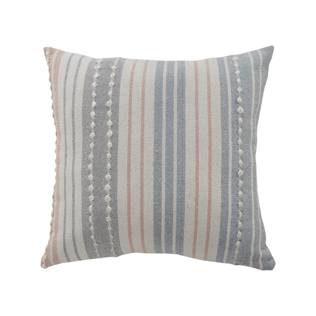 Gray And White Striped Cotton Pillow Cover