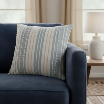 Gray And White Striped Cotton Pillow Cover