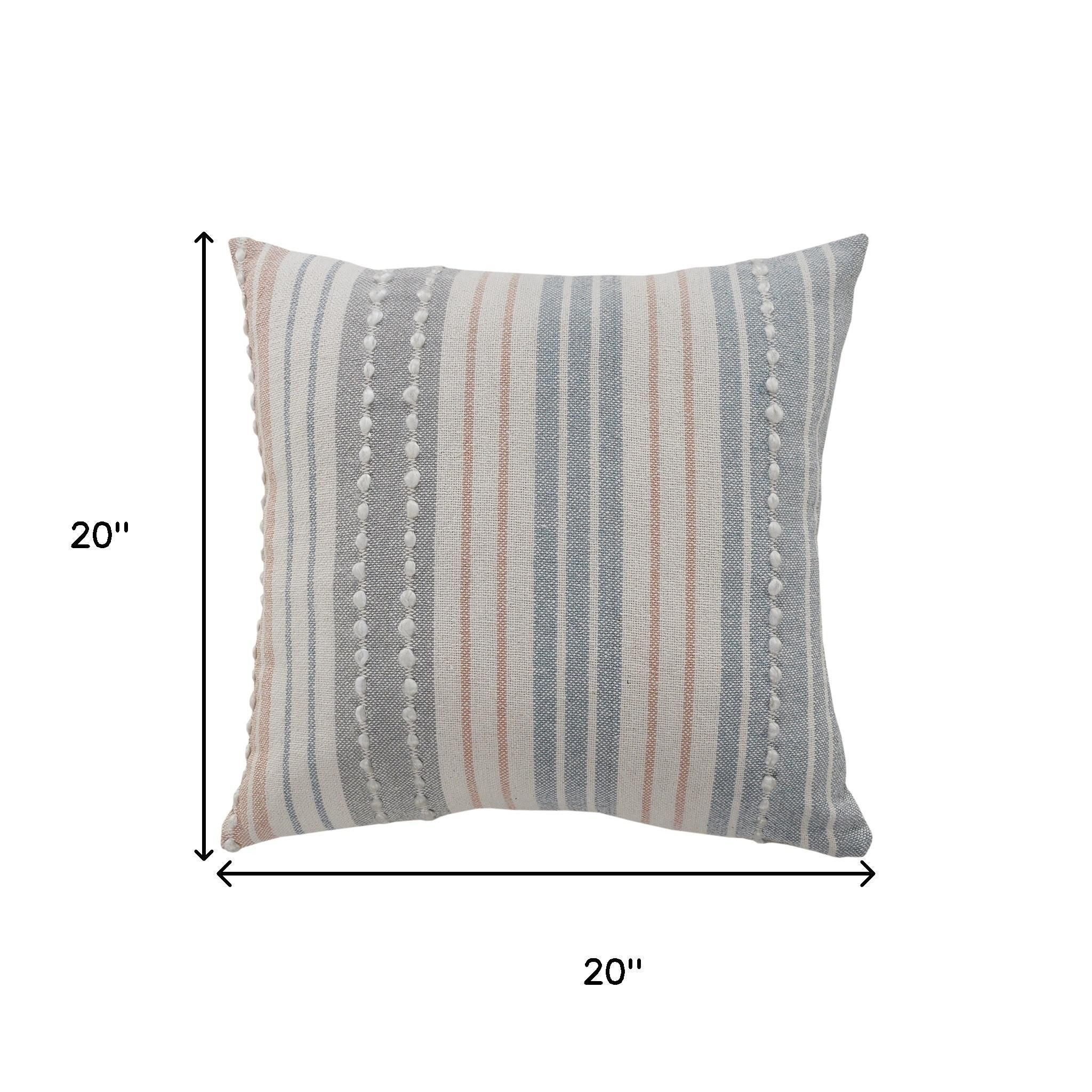 Gray And White Striped Cotton Pillow Cover