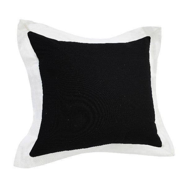 Black And White Color Block Cotton Throw Pillow