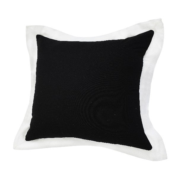 Black And White Color Block Cotton Throw Pillow