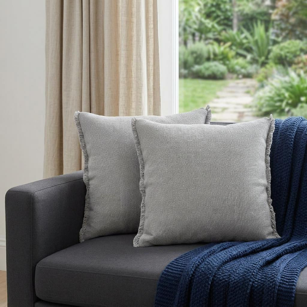 Black Cotton Throw Pillows with Fringe
