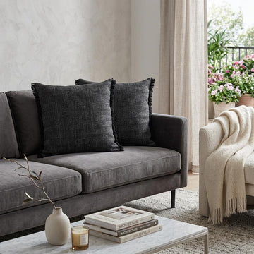 Black Cotton Throw Pillows with Fringe