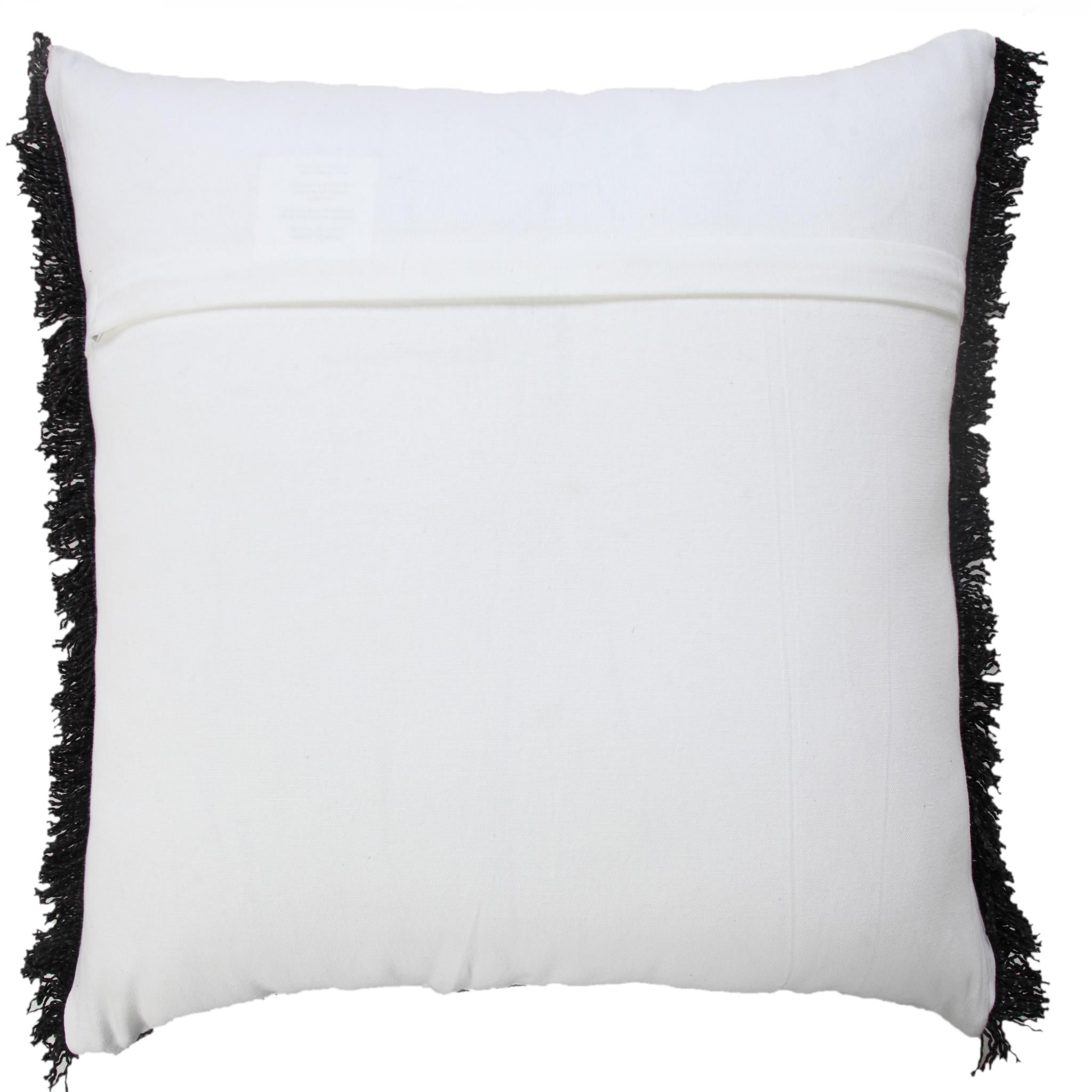Black Cotton Throw Pillows with Fringe
