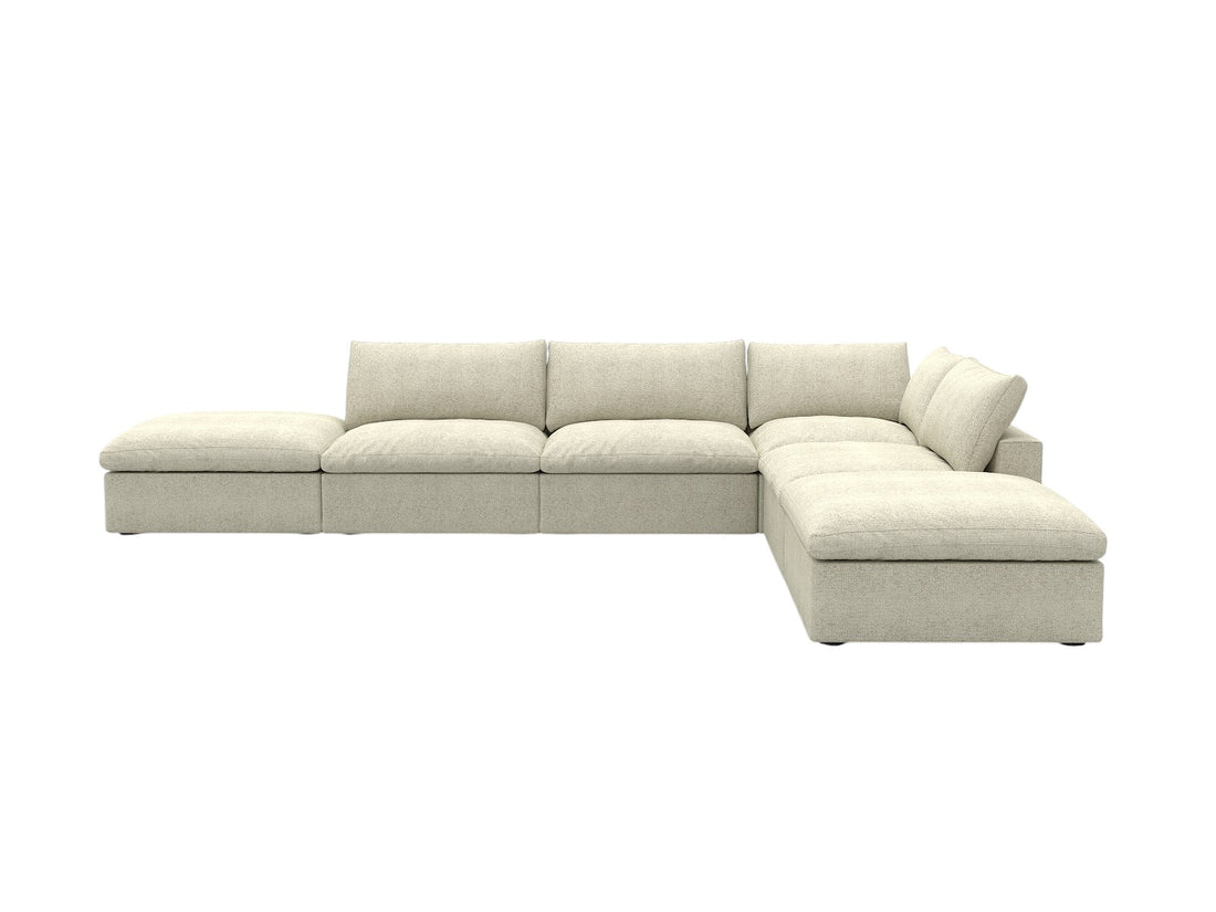 Khaki Linen Blend Modular L Shaped Six Piece Corner Sectional