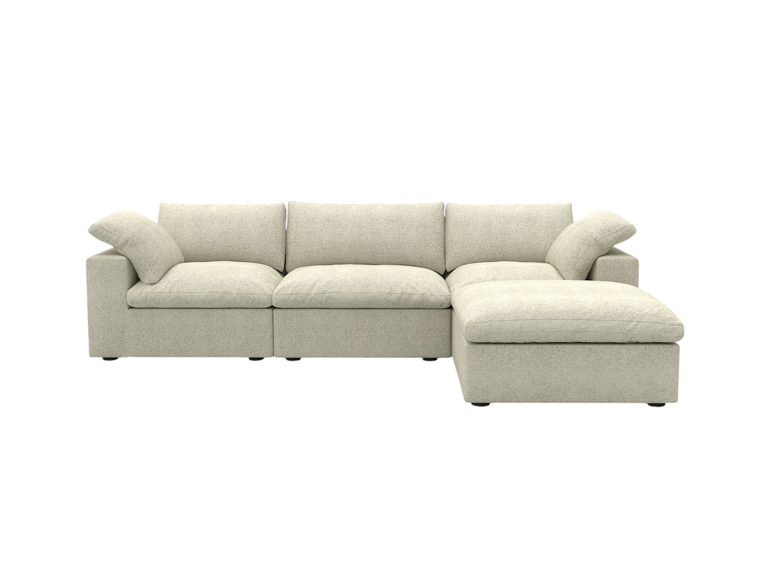 Khaki Linen Blend Modular L Shaped Four Piece Corner Sectional