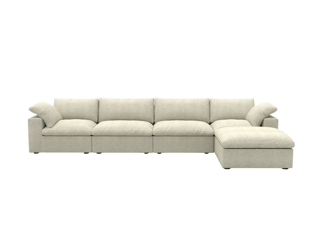 Khaki Linen Blend Modular L Shaped Five Piece Corner Sectional