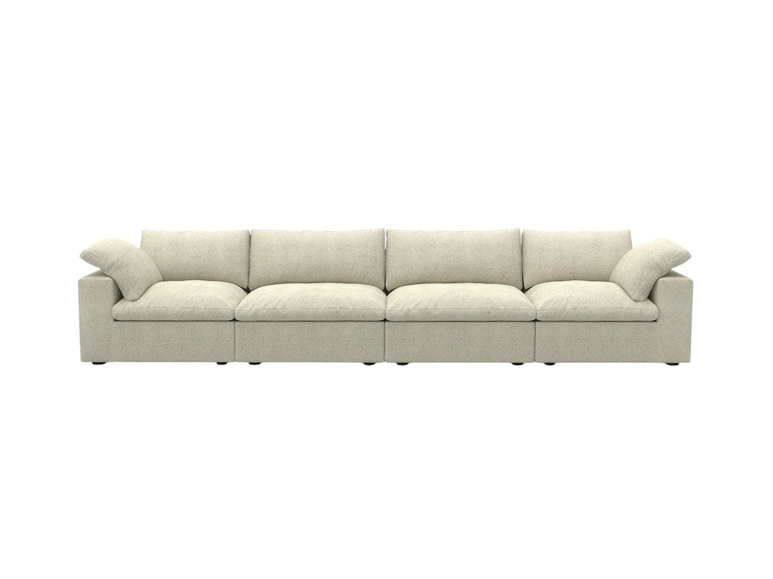 Khaki Linen Blend Modular Rectangular Four Piece Sectional