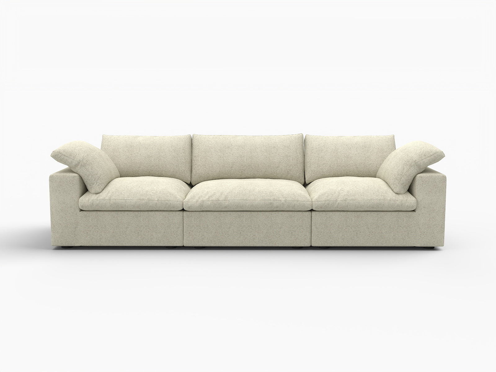 Khaki Linen Blend Modular Rectangular Three Piece Sectional