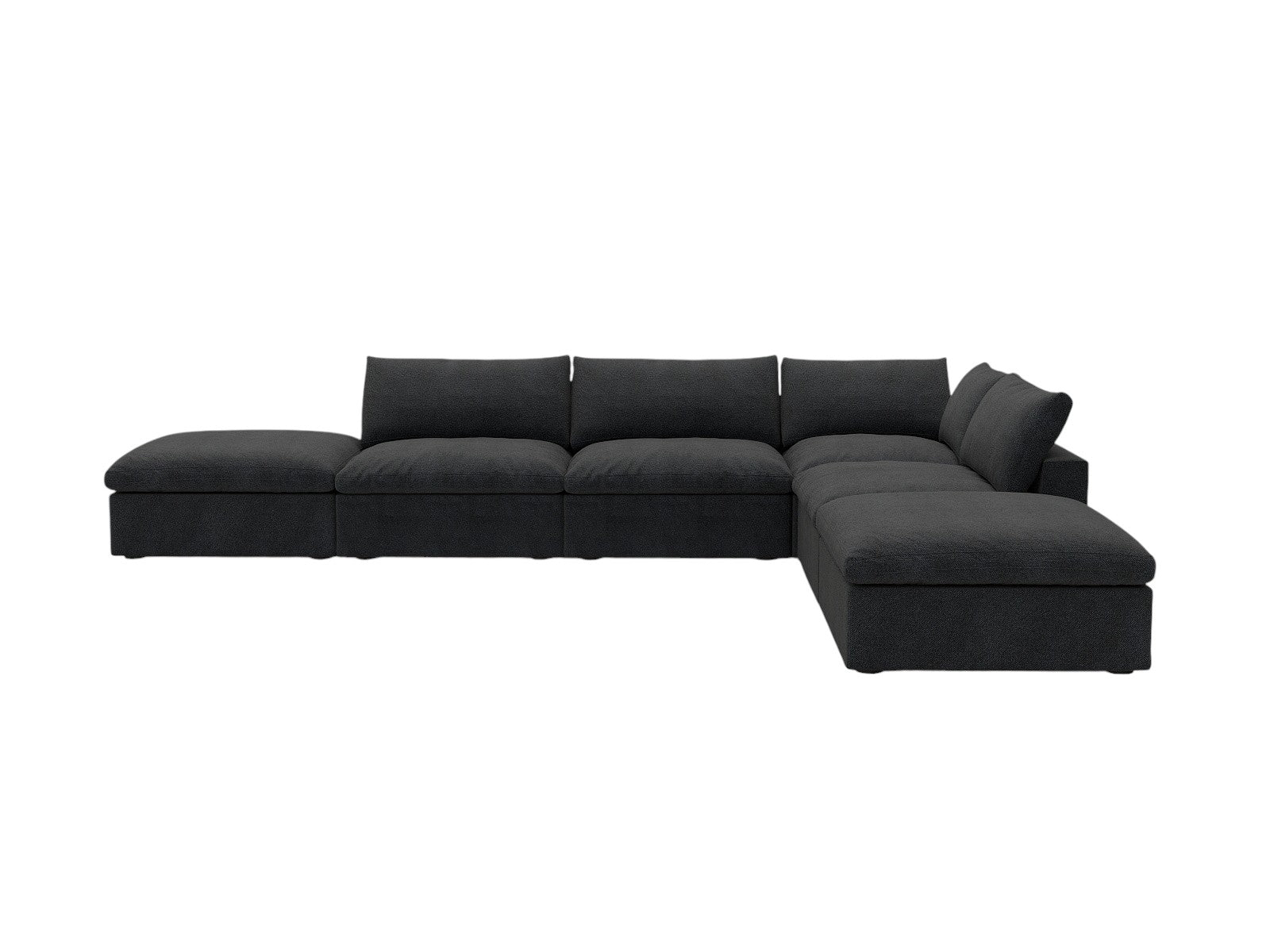 Black Linen Blend Modular L Shaped Six Piece Corner Sectional