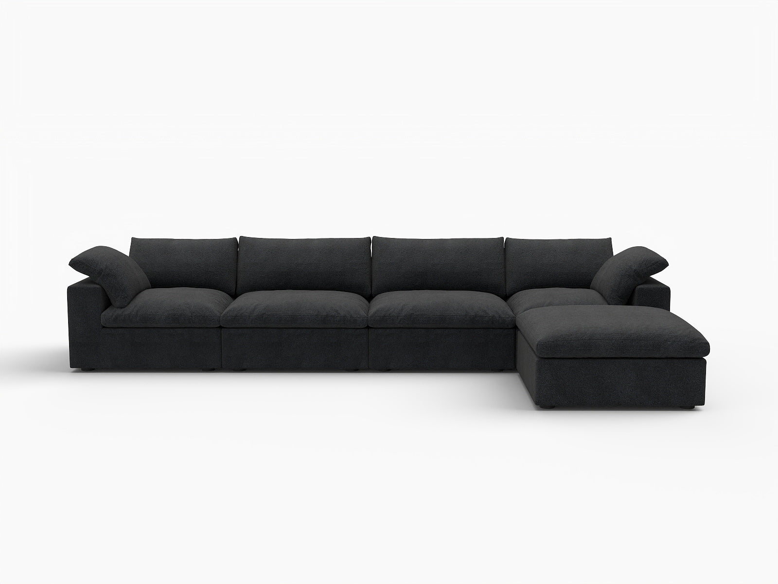 Black Linen Blend Modular L Shaped Five Piece Corner Sectional