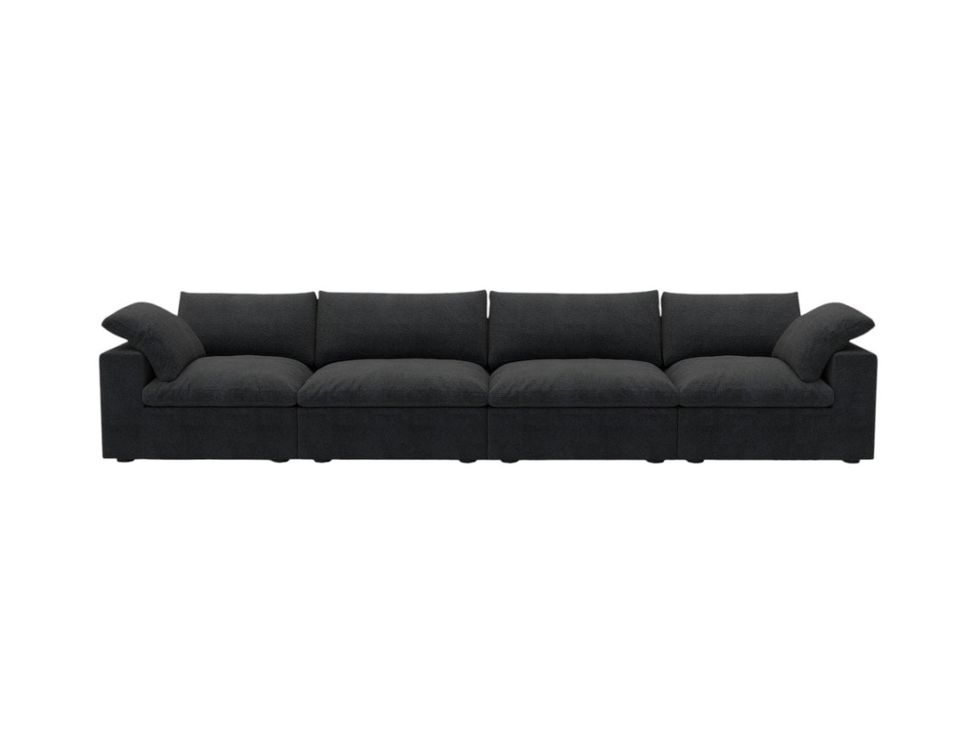 Black Linen Blend Modular Rectangular Four Piece Corner Sectional
