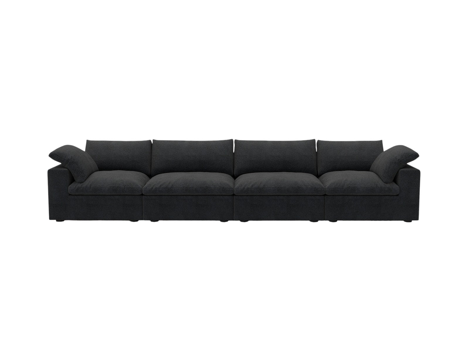 Black Linen Blend Modular Rectangular Four Piece Corner Sectional