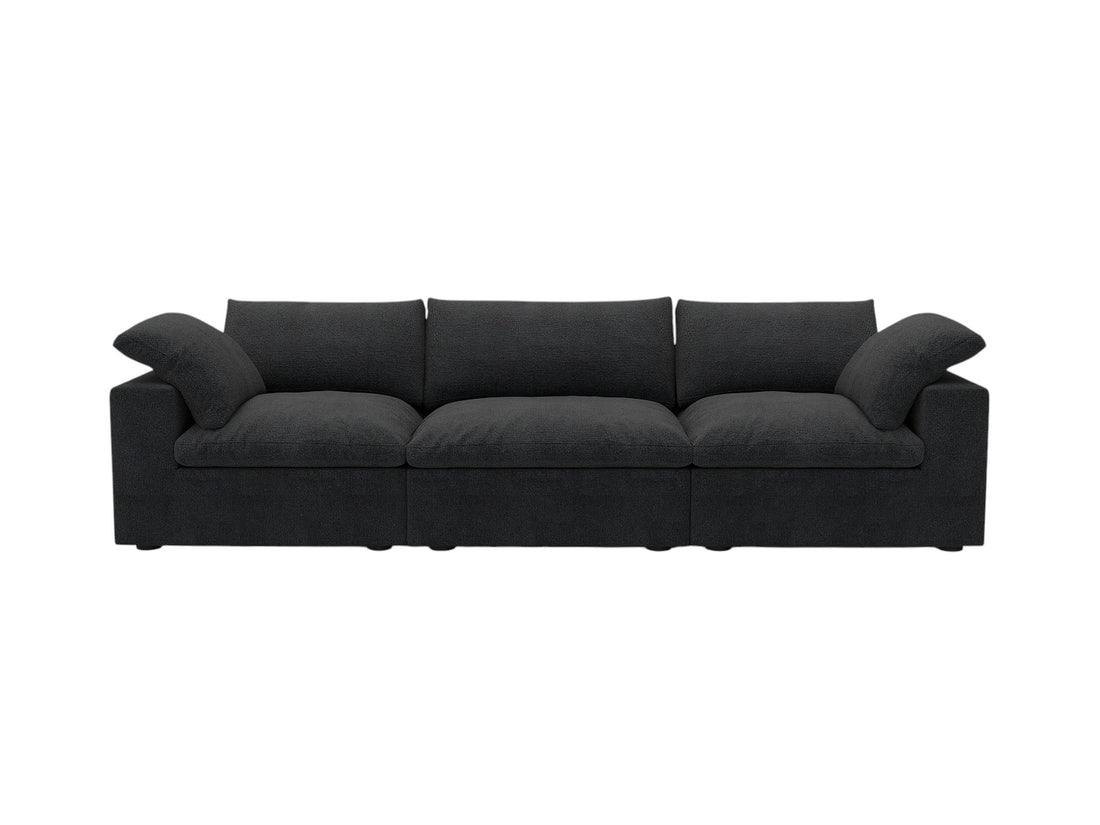 Black Linen Blend Modular Rectangular Three Piece Corner Sectional