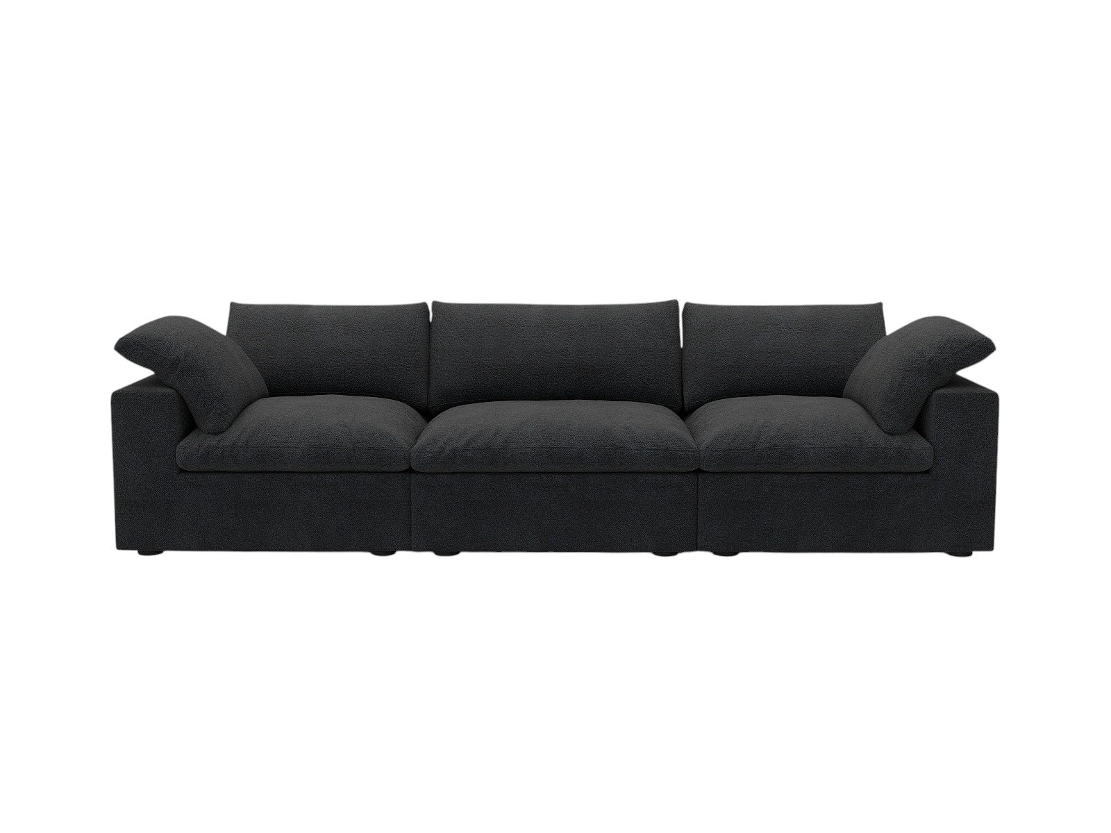Black Linen Blend Modular Rectangular Three Piece Corner Sectional