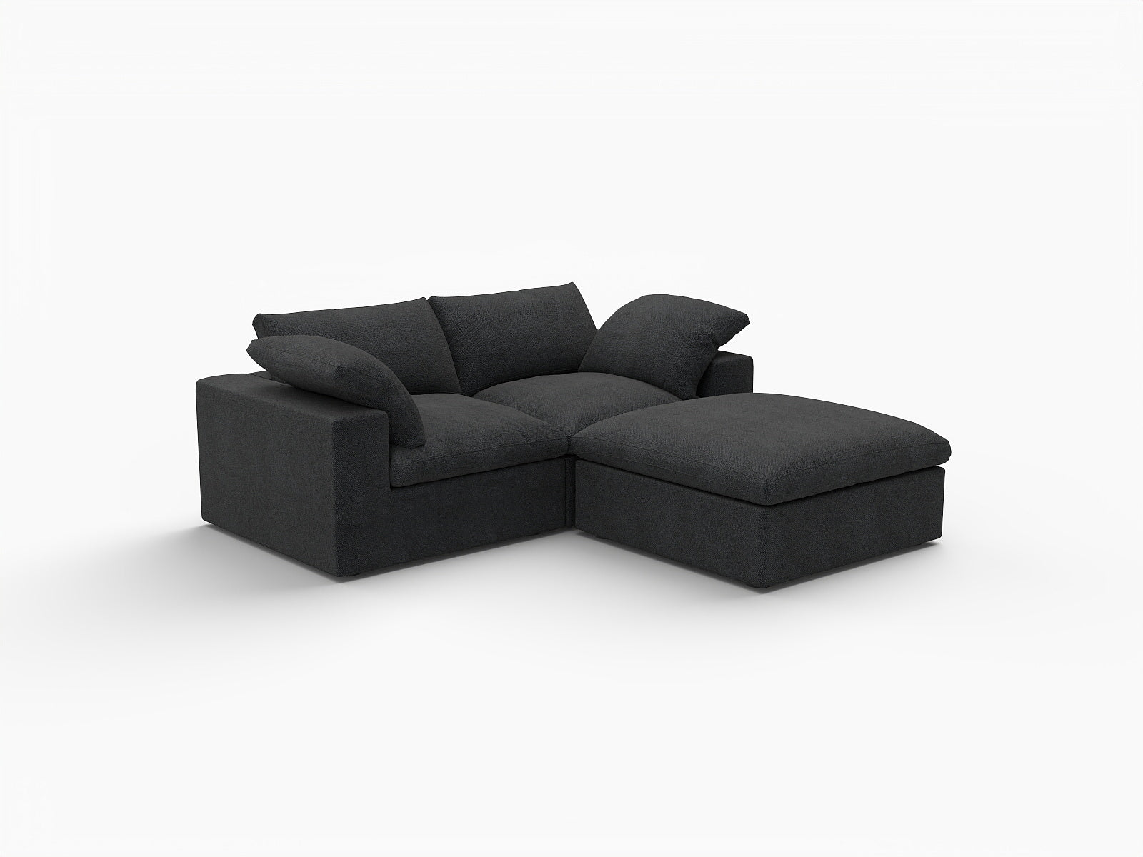 Black Linen Blend Modular L Shaped Three Piece Corner Sectional