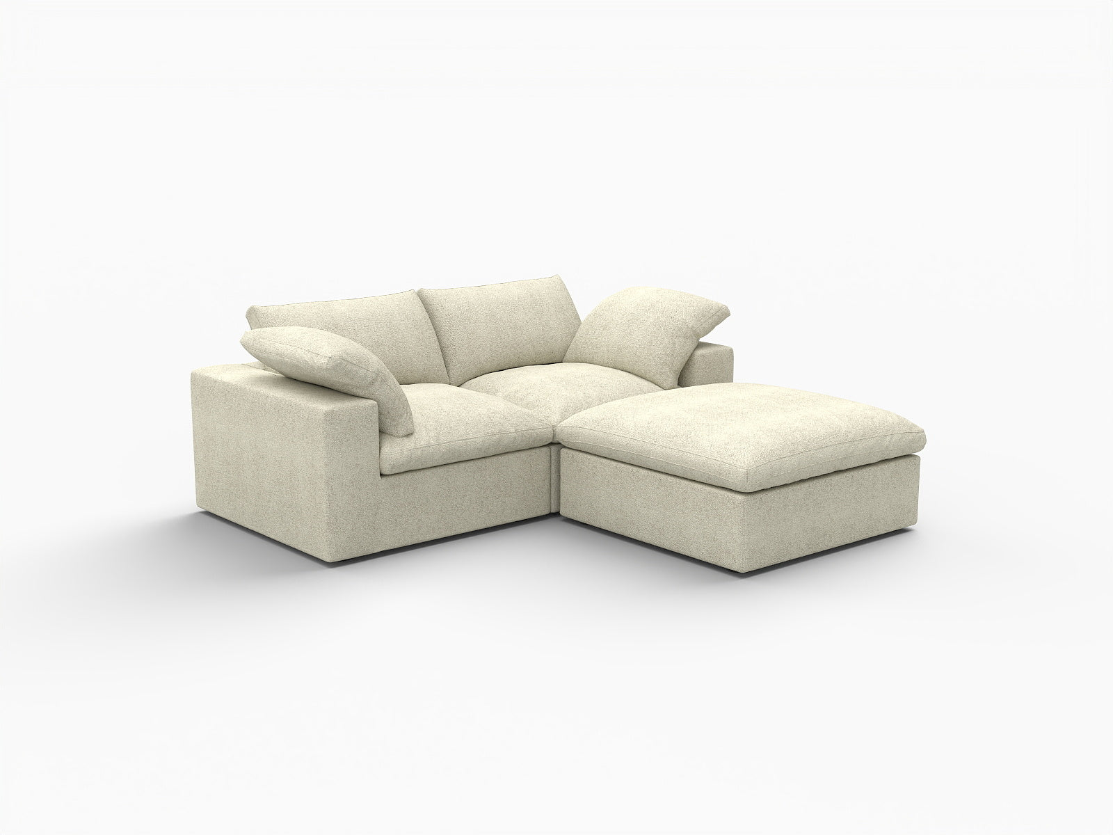 Khaki Linen Blend Modular L Shaped Three Piece Corner Sectional