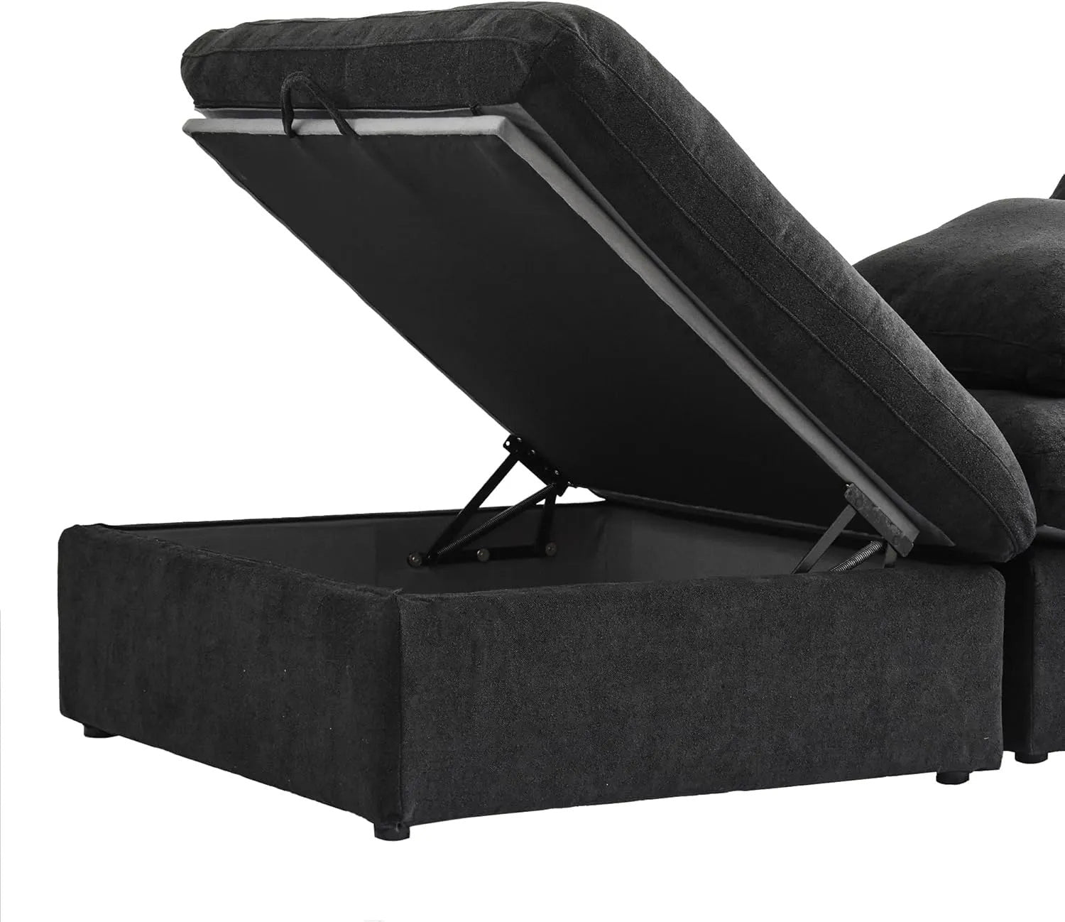 Black Linen Blend Modular L Shaped Three Piece Corner Sectional