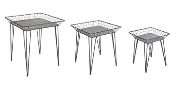 Metal Basket Tray Table Set