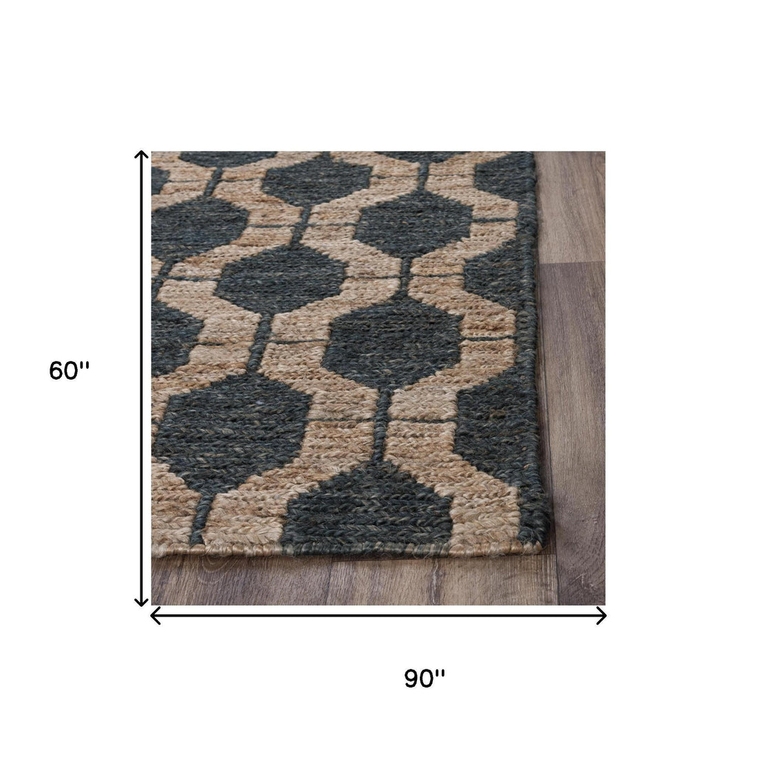 Charcoal And Gray Jute Trellis Hand Woven Area Rug