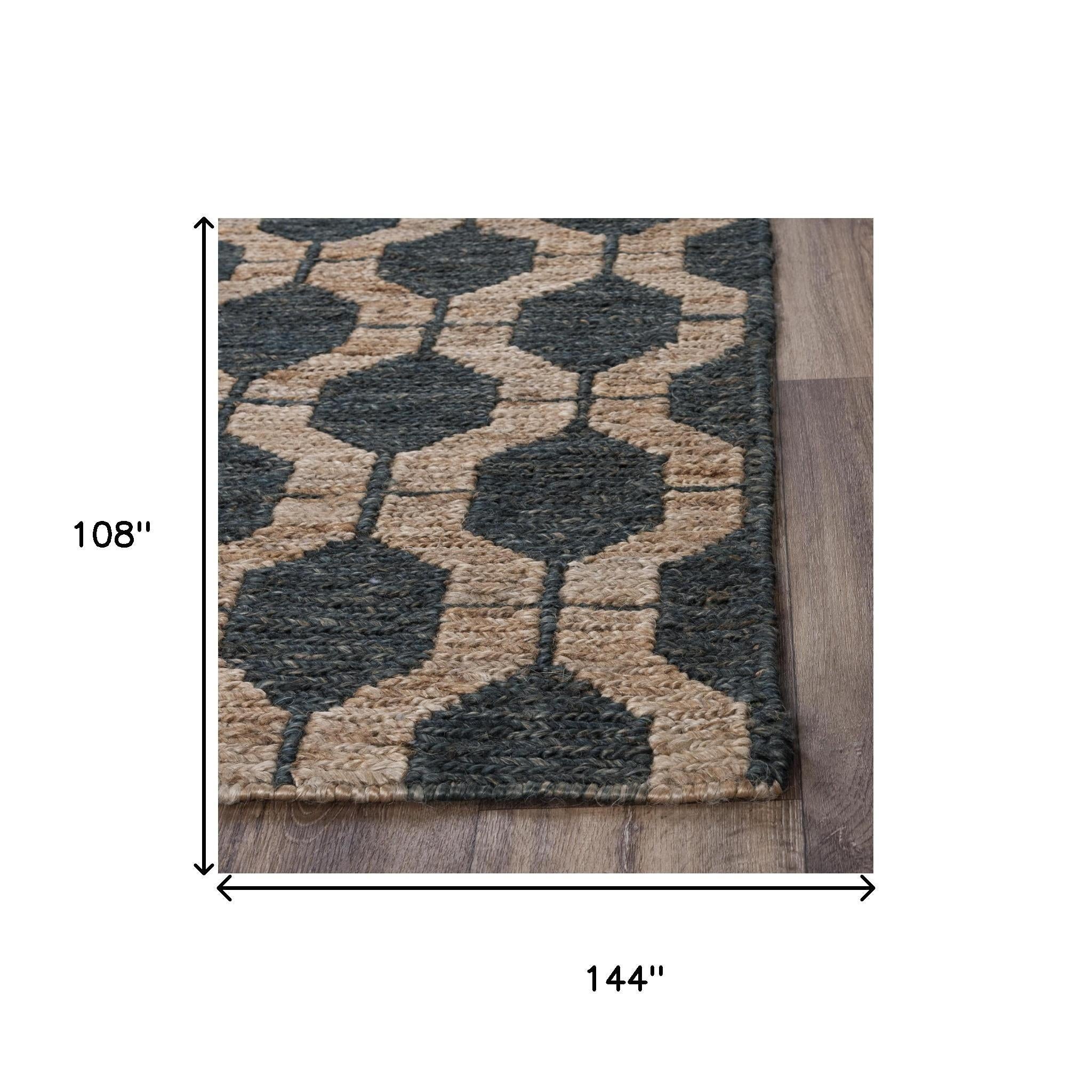 Charcoal And Gray Jute Trellis Hand Woven Area Rug