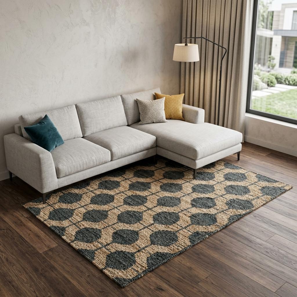 Charcoal And Gray Jute Trellis Hand Woven Area Rug