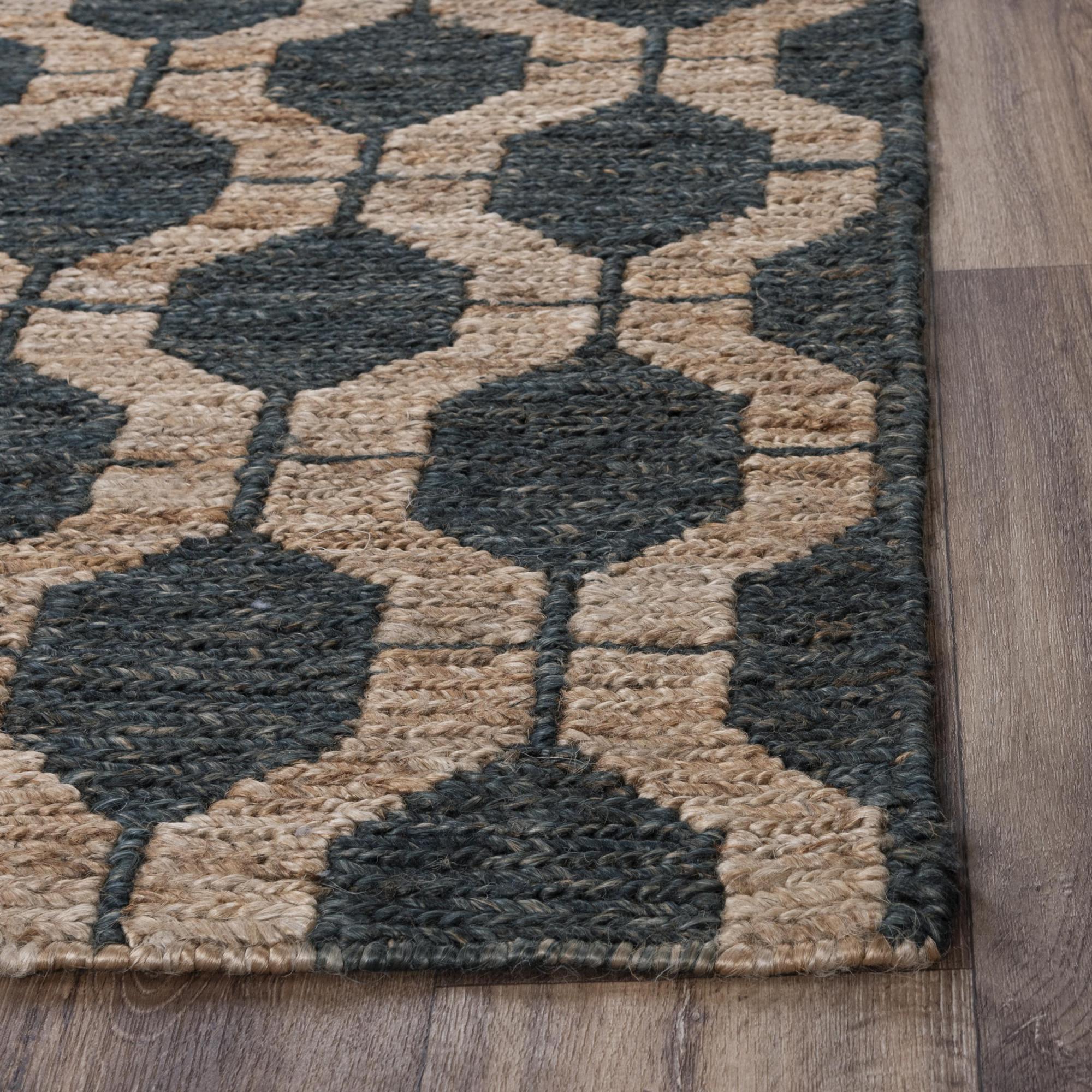 Charcoal And Gray Jute Trellis Hand Woven Area Rug